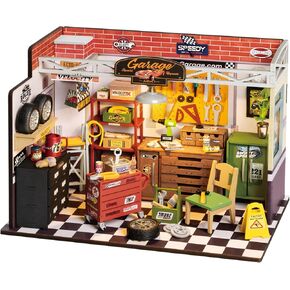 ROBOTIME Miniature House Kit DIY Mini Garage Workshop Tiny Model House Building Kit with LED Decorative Craft for Adults Hobby Gift