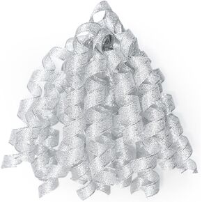 CT CRAFT LLC Silver Metallic Curly Ribbon Bow 6" Long x 6 Counts Gift Wrapping Pre-Tied Self-Adhesive Tab for Birthday Present Box Wine Bottle Baby Shower Party Christmas Hanukah
