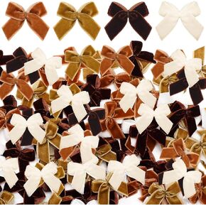 Waydress 120 Pcs 1 Inch Tiny Mini Christmas Velvet Bows for Crafts Xmas Twist Tie Bows Small Ribbon Bows Christmas DIY Craft Sewing Scrapbooking Gift Wrapping(Multicolor)