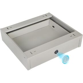 Under Desk Drawer Lockable 17.5" (W) x 15.7" (D) x 3.7" (H) with Fingerprint Lock Metal Mounted Document Drawer for Desk, Grey