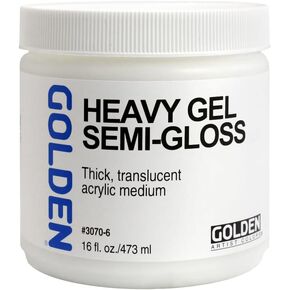 Heavy Gel Semi-Gloss by GOLDEN, 16 fl. oz. Jar, Professional Acrylic Gel Medium, Semi-Transparent