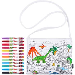 Coloring Craft Coloring Crossbody Bag with 12 Pcs Markers Pens,7.09x8.66 Inches Coloring Art Crossbody Bag for Birthday Gifts Party Decoration Supplies