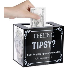 Acrylic Tip Box Tip Collection Jar 6 x 5 x 4 Inch Money Container Acrylic Collection Donation Raffle Cash Money Storage Container for Bars Restaurants Bartender Waiter Waitress