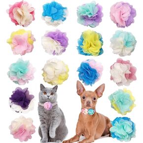 PET SHOW 16pcs 2.4" Dog Collar Charms Flower Accessories Bows For Cat Puppy Collars Bowtie Grooming