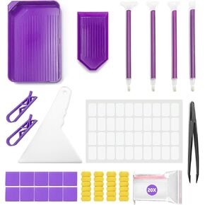 FJCTER 45PCs DIY Diamond Painting Tools and Accessories Kit for Kids Adults, Complete Diamond Art Tools with Diamond Art Pens Tweezers Glue Diamond Correction, Diamond Painting Accessories