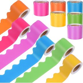 6 Rolls 196.8 ft Colorful Borders for Bulletin Board, Bulletin Board Borders, Bulletin Board Trim Bulletin Board Decorations for Classroom, School & Office- Bright Bulletin Board Decorations(6 Colors)