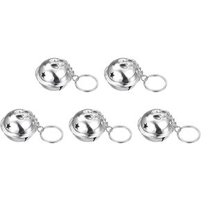 uxcell 5Pcs Pet Bells, 4cm/1.57" Dia Jingle Bell Chain Keychain Craft Carbon Steel for DIY Christmas Festival Decoration Home Party Silver White