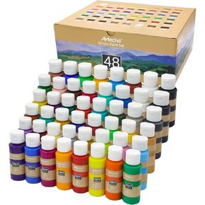 Artecho Acrylic Paint Set - 24 Colors, 2oz/59ml, Art Craft Paint for Canvas, Rocks, Wood, Fabric and Ceramic, Non-Toxic, Suitable for Artists, Students, Beginners and Adults