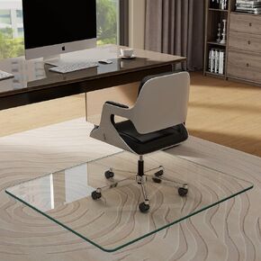 BesWin Office Chair Mat for Carpet, Heavy Duty Hard Glass Chair Mats for Office Chair on Carpet Floor, Tempered Glass Desk Chair Mat for Home or Office, Anti-Slip - 29" x 47"