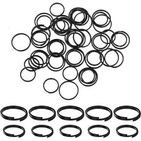 100 Pieces Black Key Ring Keychain 2 Sizes Black Split Rings, Round Key Rings Key Chain, Metal Round Key Rings Small Key Chain Rings, Metal Round Split Key Chains Rings for Keys Organization DIY