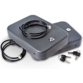 SnapSafe Portable Lock Box for Guns and Valuables, 2 Pack - Includes 2 Lock Boxes (Keyed Alike), 4 Keys and 1500 Pound Patented Security Cable - Thick 16-Gauge Steel - An Ideal Car Gun Safe
