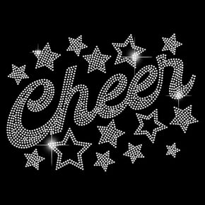 SUPERDANT Cheer Iron on Rhinestones Transfer Cheer Stars Bling Decals T-Shirt Crystal DIY Heat Transfer Stickers Crystal Decor for Clothing Tote Bag DIY Art Craft Cheerleader Outfit Costume Decor