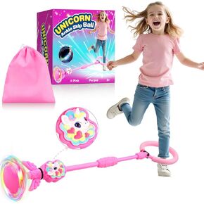 Dolanus Unicorn Skip It Toy for Girls, Birthday Gifts for 6 7 8 10 12 Year Old Girls, Ankle Skip Ball with Flashing Lights, Girls Toys Age 6-8, Kids Sports Toy for Outdoor Outside Indoor