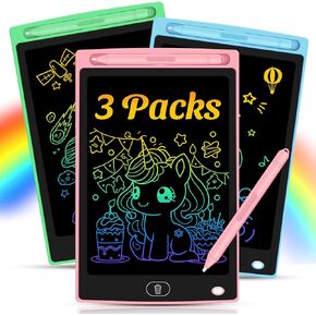 3 Pack LCD Writing Tablet for Kids - Erasable and Reusable Toddler Doodle Board in 8.5 inch, Ideal Drawing Pad for Learning Toy for Ages 3-8, Gift for Girls Boys (3 Pack (Pink,Blue, Green))