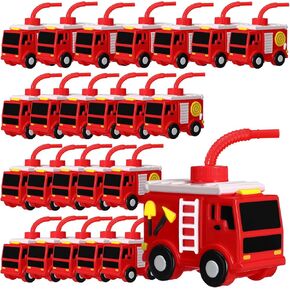 12 مجموعة من مستلزمات هدايا حفلات رجال الإطفاء مع شفاطات، أكواب بلاستيكية على شكل شاحنة إطفاء قابلة لإعادة الاستخدام، أكواب بلاستيكية لحفلات رجال الإطفاء لصالح لوازم حفلات أعياد الميلاد في السيارة in Kuwait