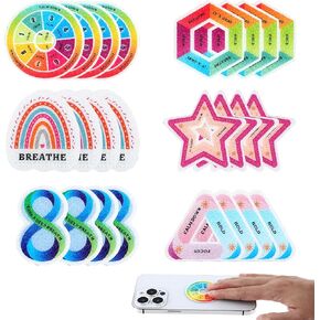 Bewudy 24 Pcs Calm Strips for Anxiety Sensory Stickers, 6 Styles Breath Mood Calming Stickers with Textured Rough, Adhesive Sensory Stickers for Desk Kids School Classroom Must Haves