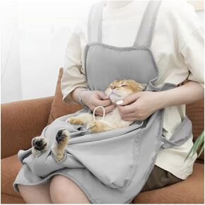 La La Pet Adjustable Cat Apron Carrier with Holes Non-Stick Fur Cat Chest Sling Carrier Wearable Pet Front Pack Carrier Soft Cat Carrier Sleeping Bag for Pet Cat Dog