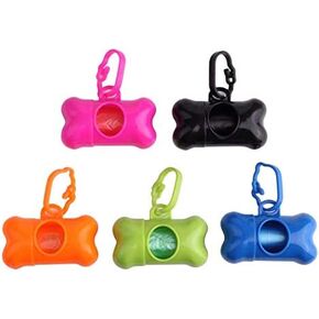 5 PCS Bone Shaped Poop Bag Dispenser Pet Waste Disposal Bag Dispenser With Waste Bag (Random Color)