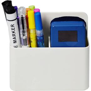 Simetufy 1 Pack Magnetic Dry Erase Marker Holder, Whiteboard Marker Holder, Magnetic Marker Holder, Magnetic Pen Holder for Whiteboards, Fridge, Lockers, White