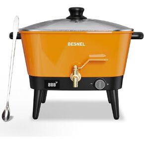 BESNEL Wax Melter for Candle Making, Electric Non-Stick Wax Melter Holds 8Qts of Wax,Soy Wax for or Soap Business Candle Making with Heat Resistant Handle & Brass Spout,Temp Control (Black)