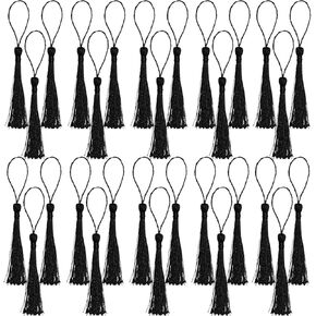 30pcs Small Tassels with Loops Silky Floss Bookmark Tassels Craft Tassels Mini Tassels for Bookmarks Jewelry Making Handmade Tassels Keychains Making DIY Crafts (White)