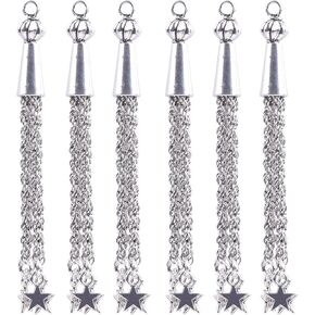 KONMAY 10pcs Antique Silver 8.0cm/3.2'' Metal Chains Tassels with Star Drops for Earring, Necklaces Making and Crafting