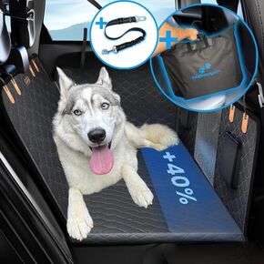 PawpyStuff™ Backseat Extender for Dogs| Waterproof Dog Hammock for Car Scratch-Proof,| Dog Car Seat Cover for Back Seat Supports 350lbs,Hard Bottom Fits SUVs, Trucks,and Cars|Includes Free Safety Belt in Saudi Arabia