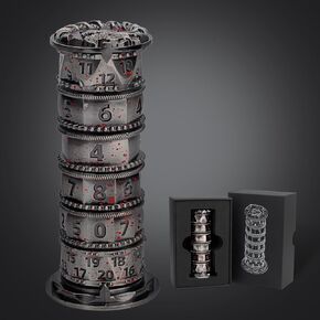 Prayer Wheel Dice Set, 7-in-1 Rotating Dice Cylinder, Metal DND Spinner Dice - Unique Tabletop RPG Accessories, Fidget Gadget & Gift for Dungeon Master and Gamer (Sliver Blood Spot)
