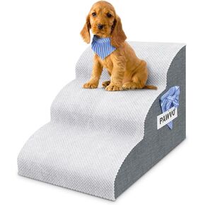 Dog Stairs for Small Dogs 15.7''H, 3-Step Dog Ramp for Bed for Couch with Elastic Side Handle, Removable & Washable Cover, Stylish Bandana - Pet Ramp for Cats, Small Dogs