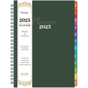 2025 Planner/Calendar - 2025 Planner Weekly and Monthly, JAN - DEC 2025 Planner with Coloful Tabs, Writing Paper, Yearly Overview, Spiral Binding - Waterproof Cover (Gray, 6.4" x 8.5")