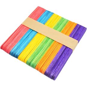 50pcs Colorful Wood Craft Sticks, 4-1/2-inch Garden Plant Label, Wooden Popsicle, Ice Cream Sticks for DIY Craft
