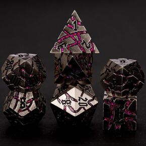 DND Crack Stripe Dice,Metallic Glitter Dice Set with Gift Box,Metal Polyhedral D&D Dice for Role Playing Game