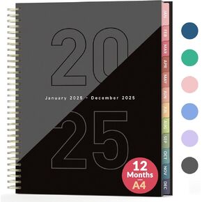 Forvencer 2025 Planner Weekly and Monthly Planner, Jan - Dec 2025, Simple Morden Agenda Book Planner, 8.5"x 11"Calender Planner with Spiral Bound, Month Tab, Flexible Cover for School, Office