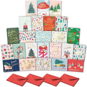 Sweetzer and Orange Boxed Christmas Cards with Envelopes – 24 Holiday Cards Assortment – Elegant Xmas Cards for Clients, Family, and Friends – Bulk Christmas Cards for 2024