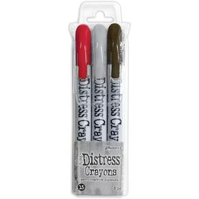 Tim Holtz Ranger Distress Crayon Set 15 (Lumberjack Plaid/Lost Shadow/Scorched Timber), Multicoloured, 14 x 1.5 cm