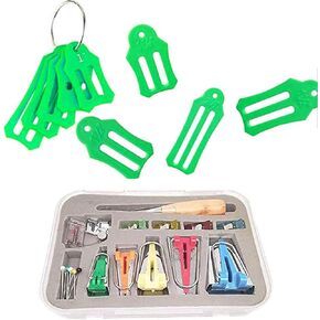 YICBOR Bias Tape Maker Kits All 5 Sizes 6MM 9MM 12MM 18MM 25MM Binding Foot Craft Clips Awl Quilter's Pin Comes with 10pcs Multi-Sizes Folding Fabric and Biasing Strips Roll Tool Set (Green)
