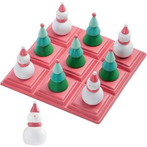 Christmas Tic Tac Toe Game with 3D Snowman & Tree Pieces,Xmas Coffee Table Decor,Indoor Holiday Decorations for Tabletop,Home Shelf,Office,Party Centerpiece,Fun Board Game