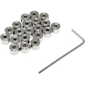Maxmoral 20PCS Pin Back Clutch with Locking Tool 6 x 5mm Metal Locking Pin Keepers (with 1.5mm Tool) for Leather Jackets Caps Hats and Vests