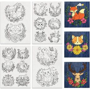 BENECREAT 4 Sheets 54pcs Water Soluble Embroidery Patterns, Food Stitch Embroidery Paper Desserts Water Soluble Stabilizers for Carves, Shirts, Coats, Bags, Towels