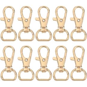 uxcell 20Pcs Swivel Clasps, 0.51 Inch D Ring Lobster Clasp Claw Metal Push Gate Snap Hook for Purse Making Keychain Belt Strap, Gold