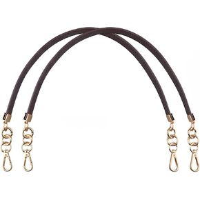 Beaulegan Purse Leather Handles Replacement for Handbag/Shoulder Bag 2 PCS, 24.4 Inch Long Black（Gold Clasp）