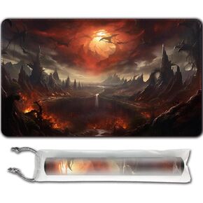 Playmat Board Game MTG Duel Playmat Trading Card 23.6 x 13.8in Game Mat Stitching Edges Compatible for TCG CCG RPG OCG with Card Zones + Including Storage Bags (Greenness,No Zone)