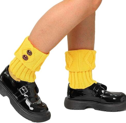 Jerany أحذية قصيرة الجوارب تدفئة الكروشيه محبوك التمهيد الأصفاد تدفئة الساق الجوارب زر التمهيد القبعات العالية للنساء والفتيات in Kuwait