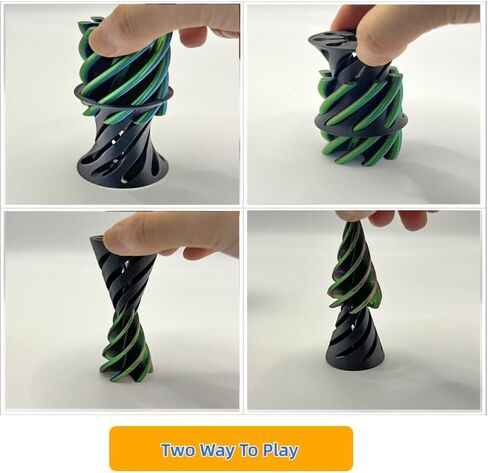 Impossible Pyramid Passthrough Sculpture - 2Pcs 3D Printed Spiral Cone Fidget Toy, Stress and Anxiety Relief Toy, Pass Through Pyramid Fidget Toy for Adult Children (Colorful-Green) in Saudi Arabia