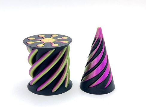 Impossible Pyramid Passthrough Sculpture - 2Pcs 3D Printed Spiral Cone Fidget Toy, Stress and Anxiety Relief Toy, Pass Through Pyramid Fidget Toy for Adult Children (Colorful-Green) in Saudi Arabia
