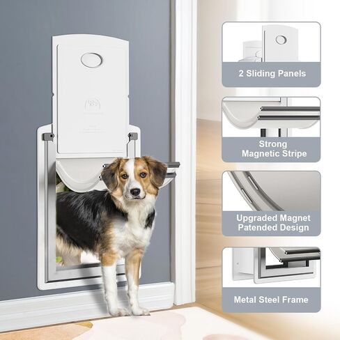 Cat Door for Wall, Energy Efficient Pet Door with Steel Frame, Telescoping Tunnel, Double Magnetic Flaps and Two Sliding Lock Panels, Easy to Install, Milky White, Small in Saudi Arabia