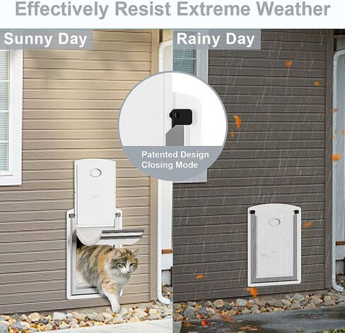 Cat Door for Wall, Energy Efficient Pet Door with Steel Frame, Telescoping Tunnel, Double Magnetic Flaps and Two Sliding Lock Panels, Easy to Install, Milky White, Small in Saudi Arabia