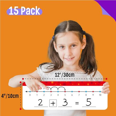 26 PCS Number Line Dry Erase Boards, Writable and Erasable Double Sided Board-0-10 on One Side & 0-20 on Other Side Math White Board for Kids, Students, Classroom and Home (12" x 4", Colorful Stars) in Kuwait