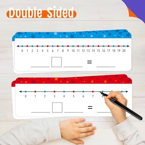 26 PCS Number Line Dry Erase Boards, Writable and Erasable Double Sided Board-0-10 on One Side & 0-20 on Other Side Math White Board for Kids, Students, Classroom and Home (12" x 4", Colorful Stars) in Kuwait