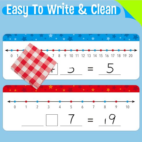 26 PCS Number Line Dry Erase Boards, Writable and Erasable Double Sided Board-0-10 on One Side & 0-20 on Other Side Math White Board for Kids, Students, Classroom and Home (12" x 4", Colorful Stars) in Kuwait